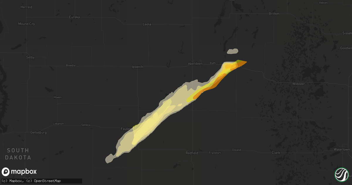 Hail map in Mansfield, SD on September 28, 2023