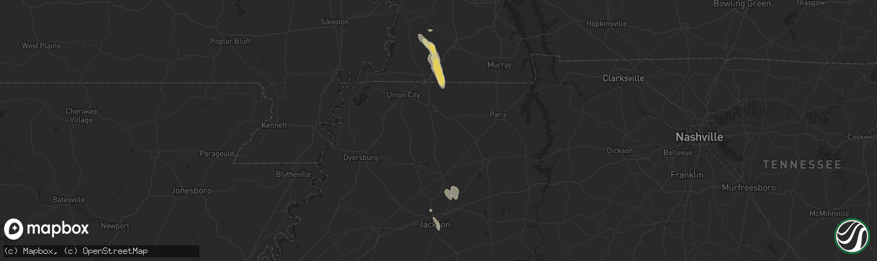 Hail map in Martin, TN on September 28, 2023