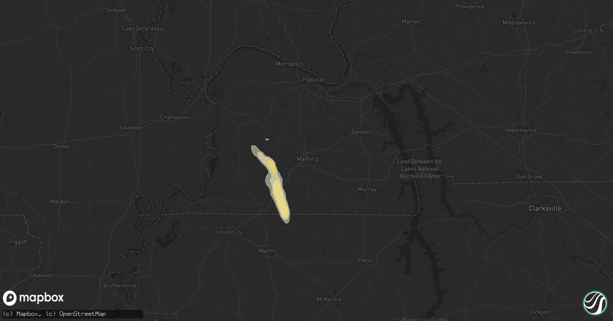 Hail map in Mayfield, KY on September 28, 2023