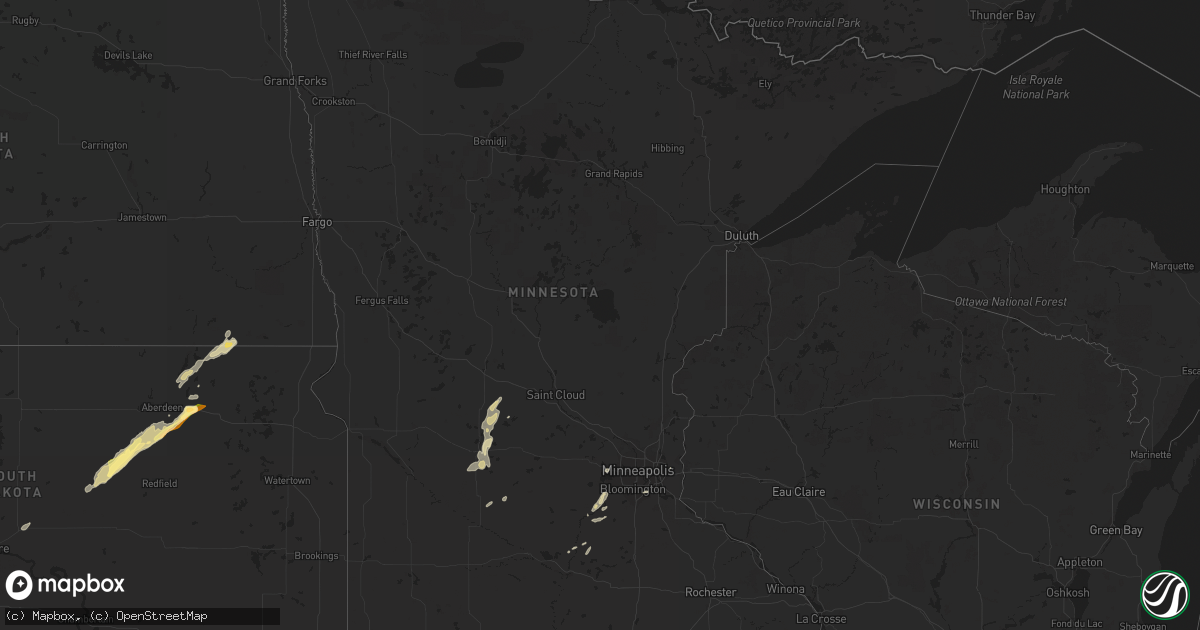 Hail map in Minnesota on September 28, 2023