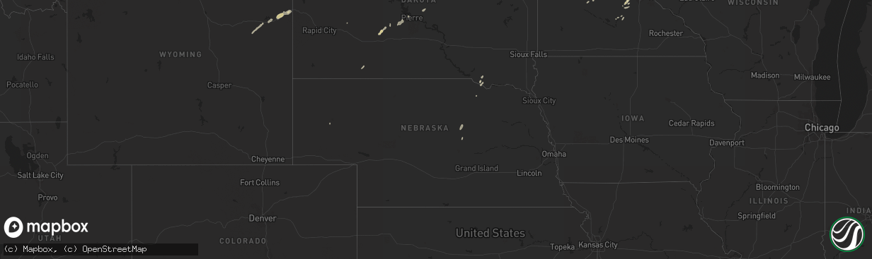 Hail map in Nebraska on September 28, 2023