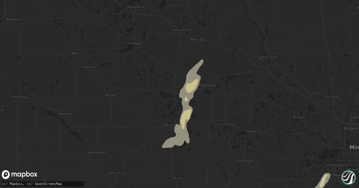 Hail map in New London, MN on September 28, 2023