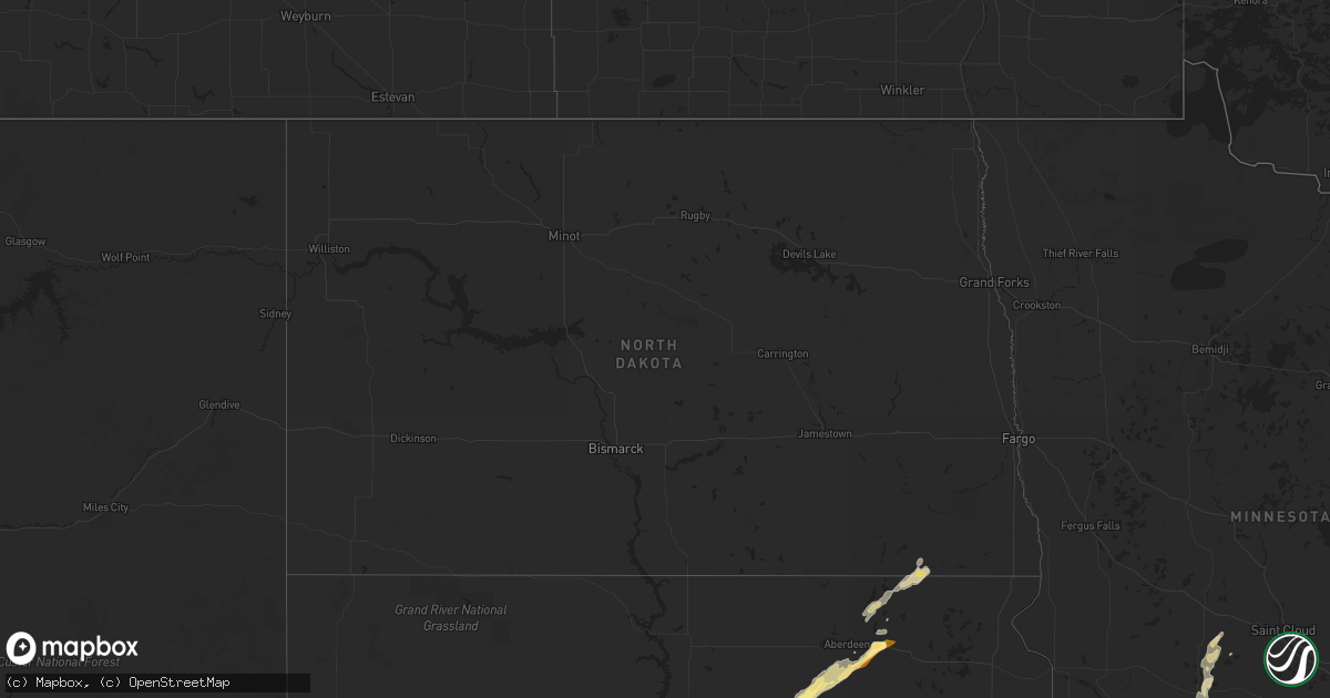 Hail map in North Dakota on September 28, 2023