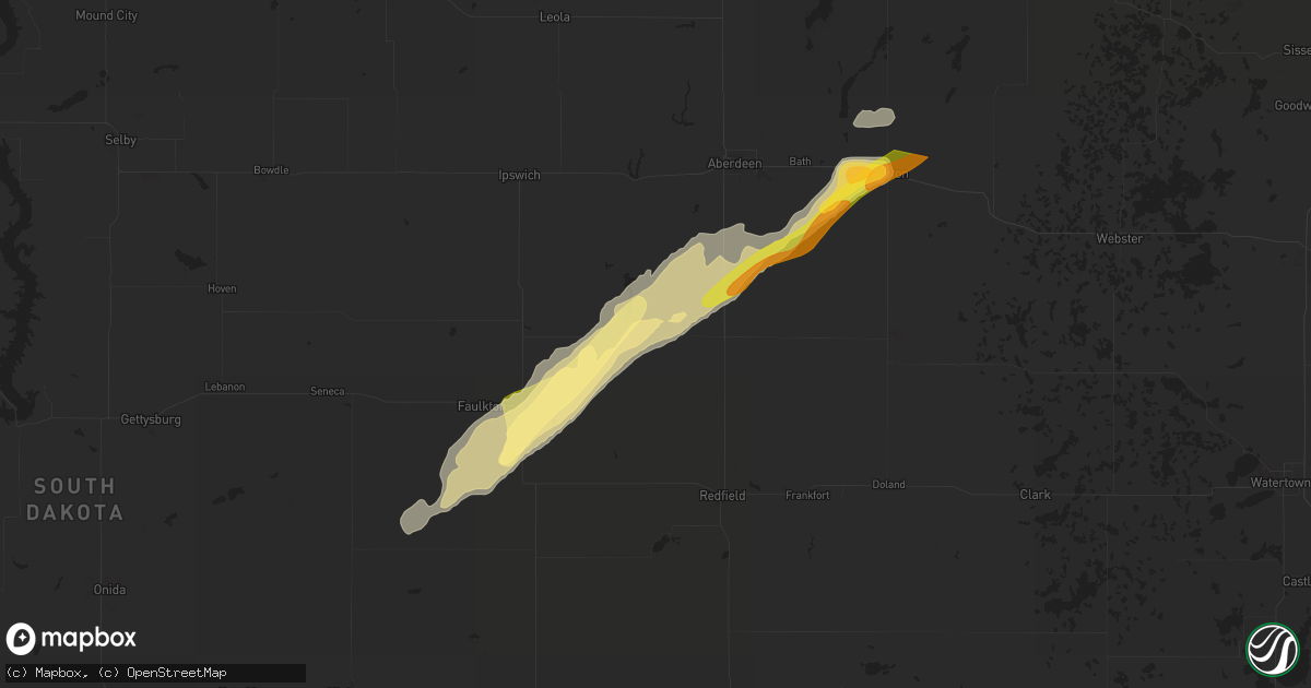 Hail map in Northville, SD on September 28, 2023