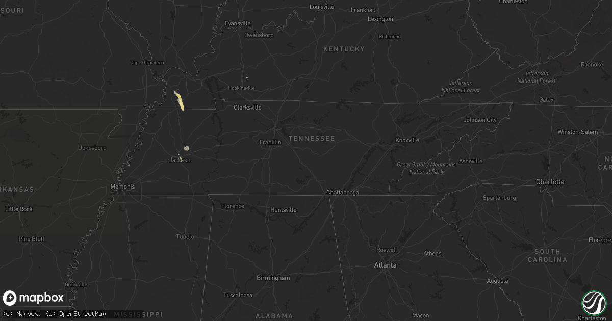 Hail map in Tennessee on September 28, 2023