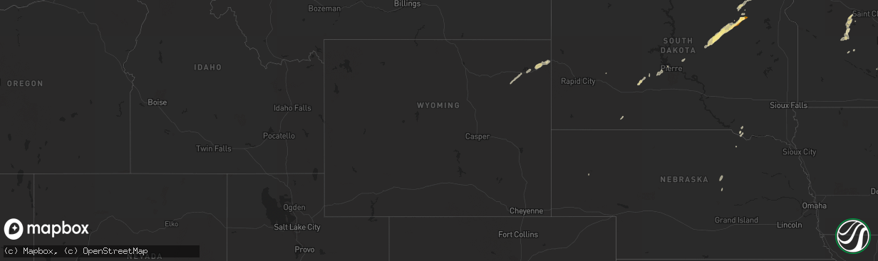 Hail map in Wyoming on September 28, 2023