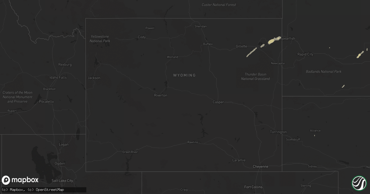 Hail map in Wyoming on September 28, 2023