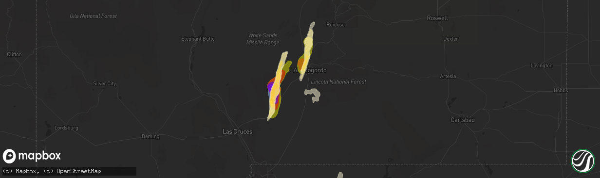 Hail map in Alamogordo, NM on September 28, 2025