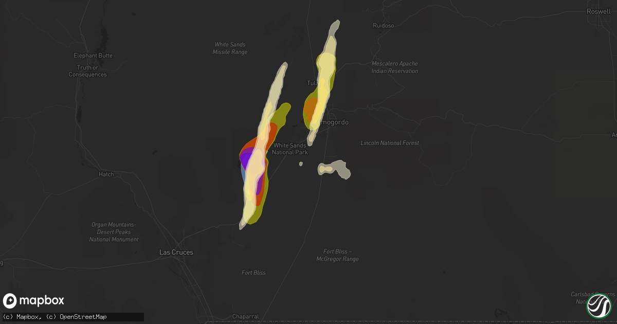 Hail map in Alamogordo, NM on September 28, 2025