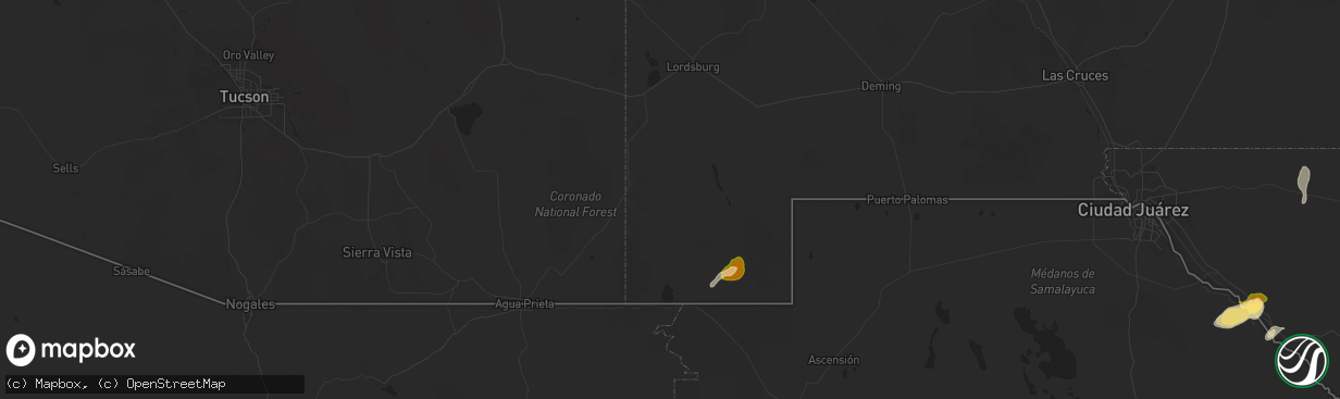 Hail map in Animas, NM on September 28, 2025