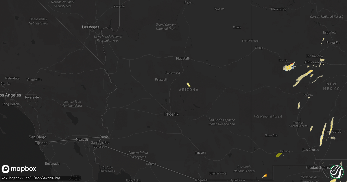 Hail map in Arizona on September 28, 2025