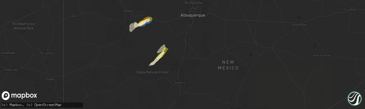 Hail map in Bosque, NM on September 28, 2025