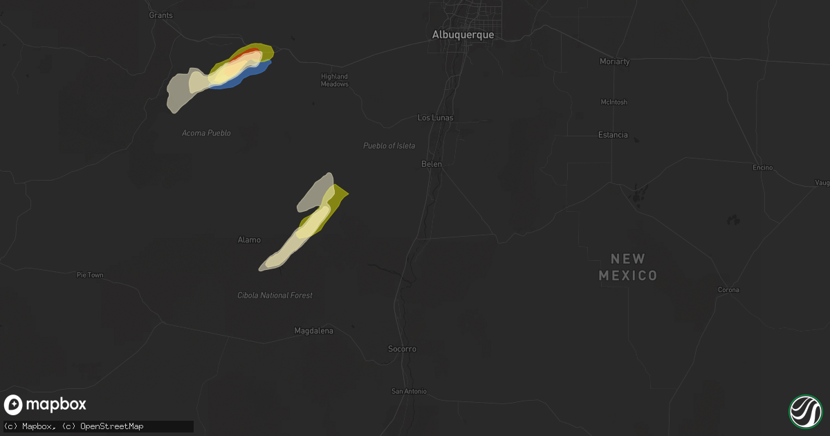 Hail map in Bosque, NM on September 28, 2025