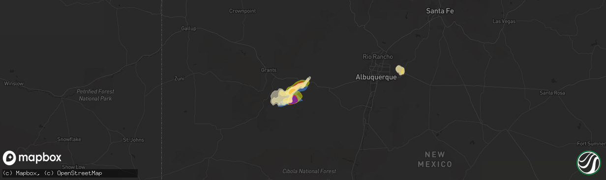 Hail map in Casa Blanca, NM on September 28, 2025