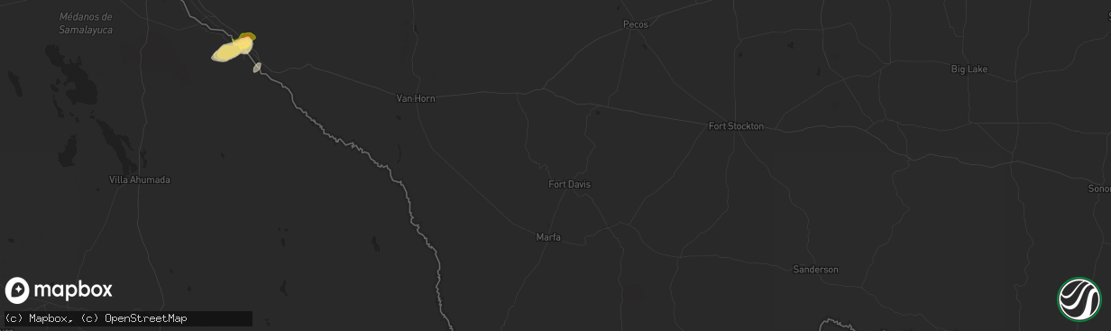 Hail map in Fort Davis, TX on September 28, 2025