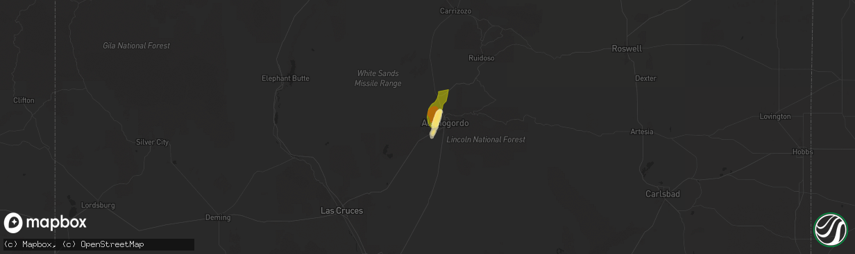 Hail map in Holloman Air Force Base, NM on September 28, 2025