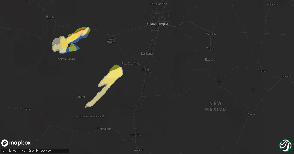 Hail map in Jarales, NM on September 28, 2025