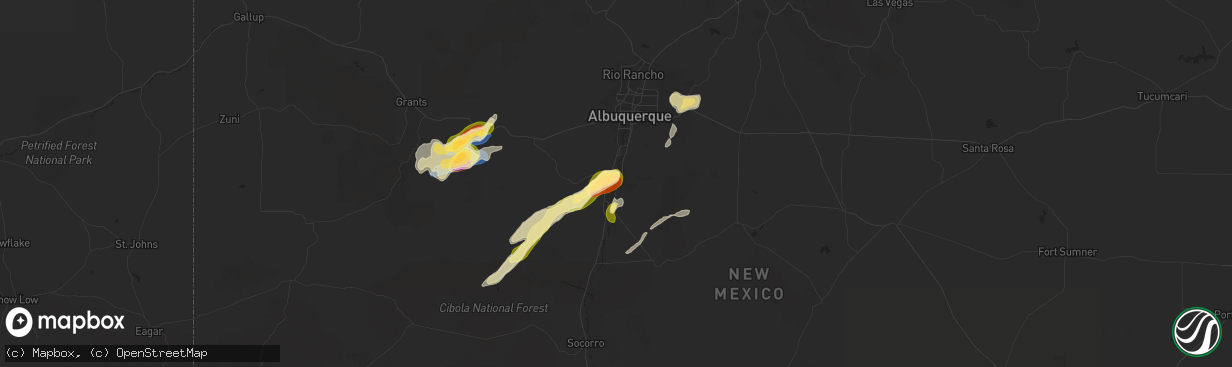 Hail map in Los Lunas, NM on September 28, 2025