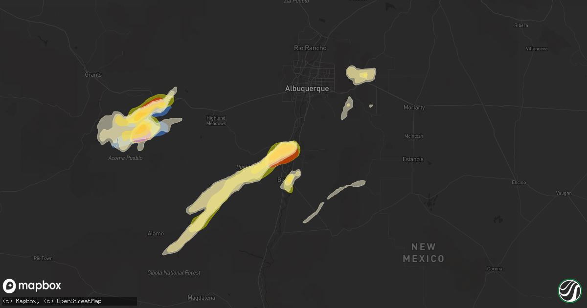 Hail map in Los Lunas, NM on September 28, 2025