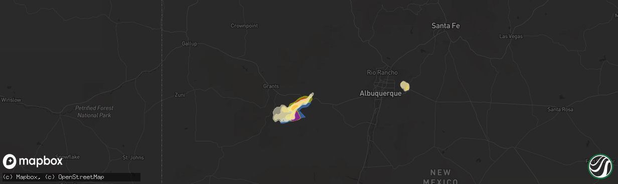 Hail map in New Laguna, NM on September 28, 2025