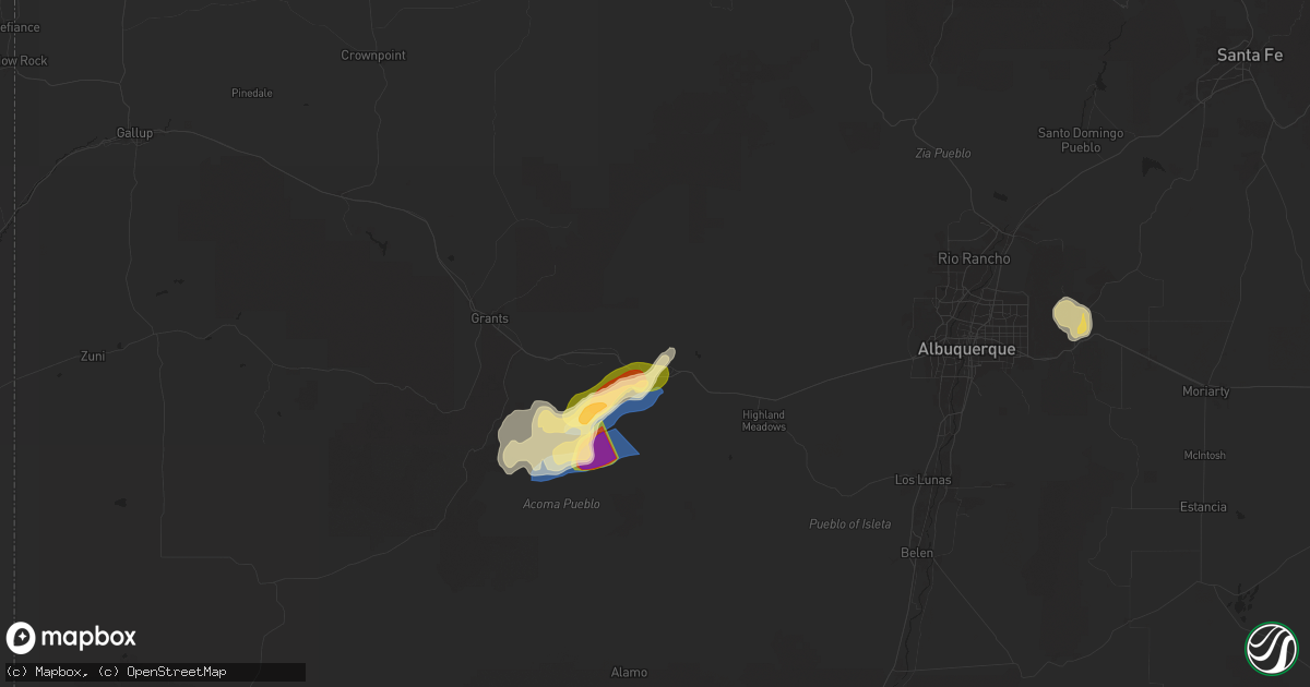Hail map in New Laguna, NM on September 28, 2025