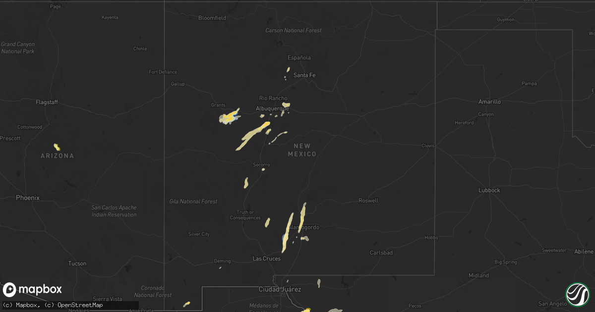 Hail map in New Mexico on September 28, 2025