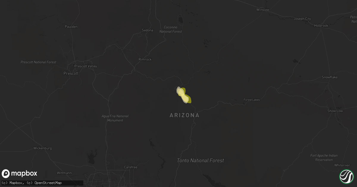 Hail map in Pine, AZ on September 28, 2025