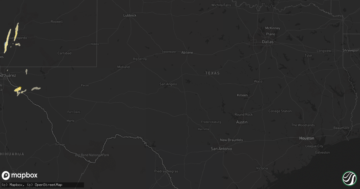 Hail map in Texas on September 28, 2025