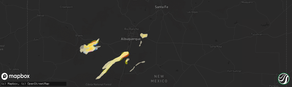 Hail map in Tijeras, NM on September 28, 2025