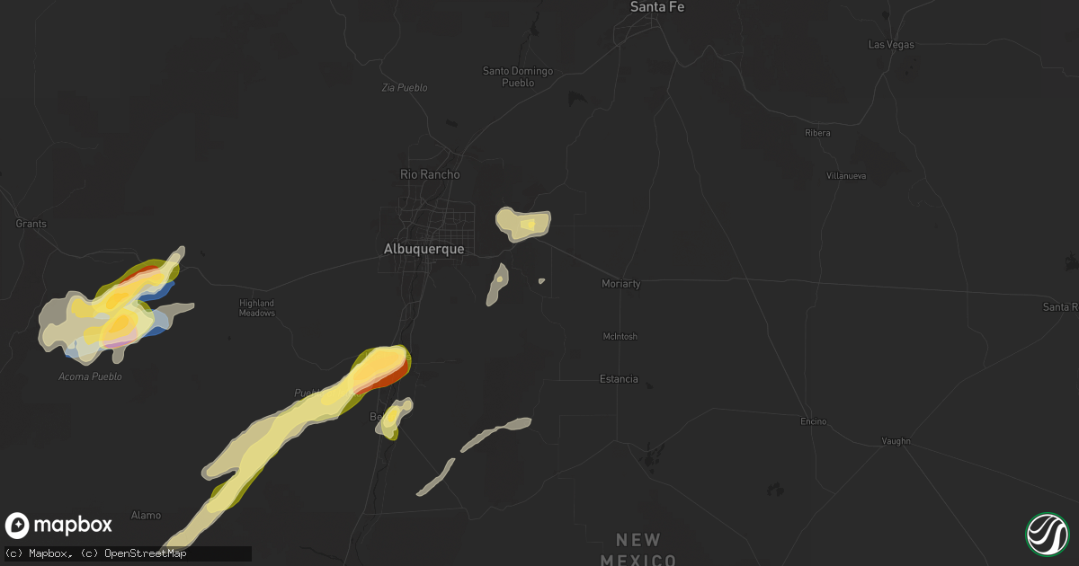 Hail map in Tijeras, NM on September 28, 2025