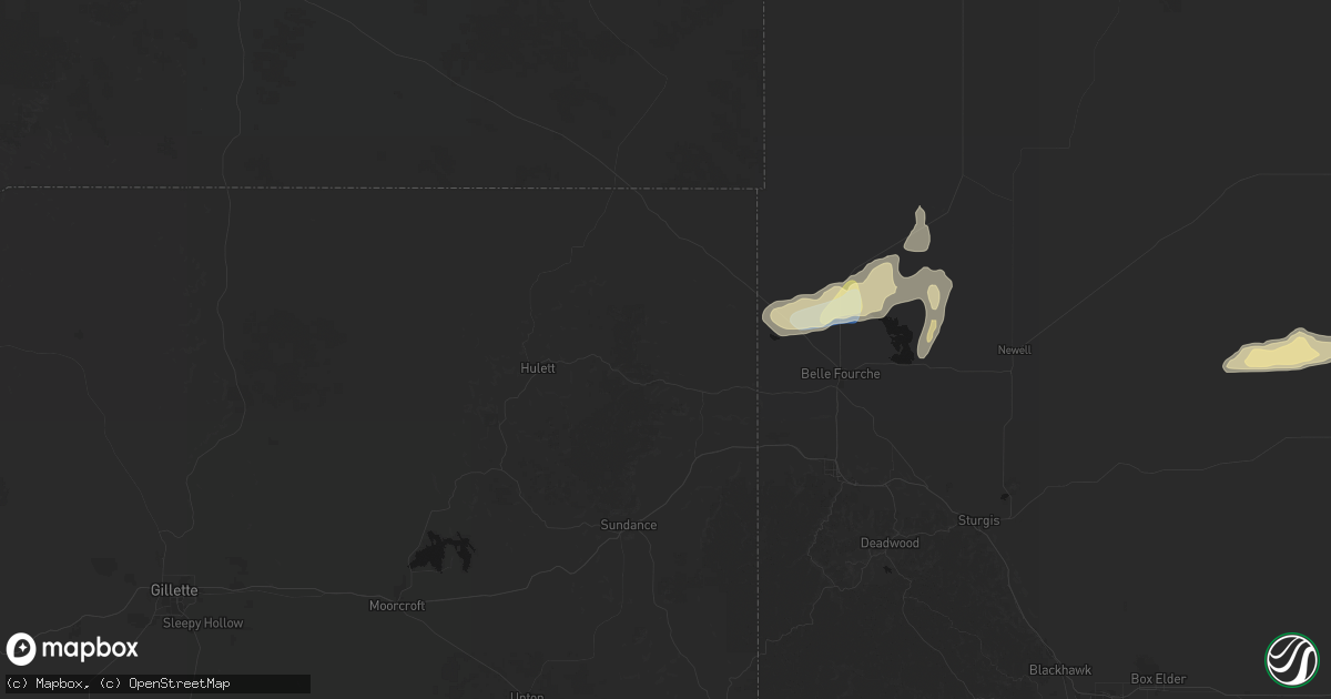 Hail map in Aladdin, WY on September 28, 2026