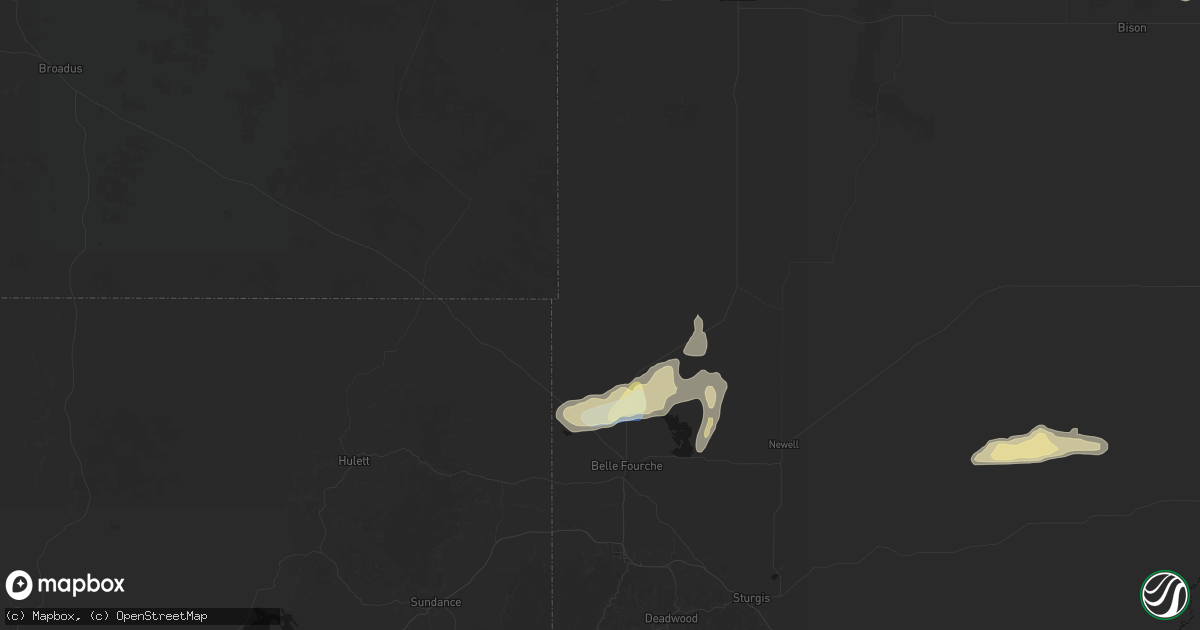 Hail map in Belle Fourche, SD on September 28, 2026