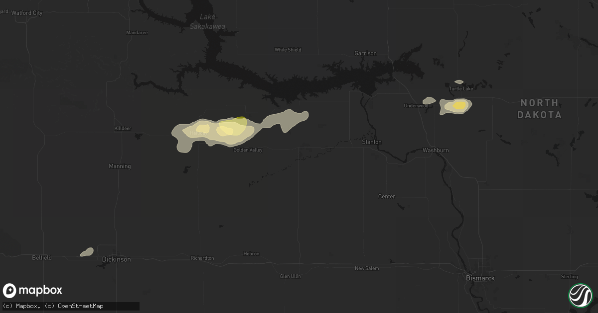 Hail map in Beulah, ND on September 28, 2026