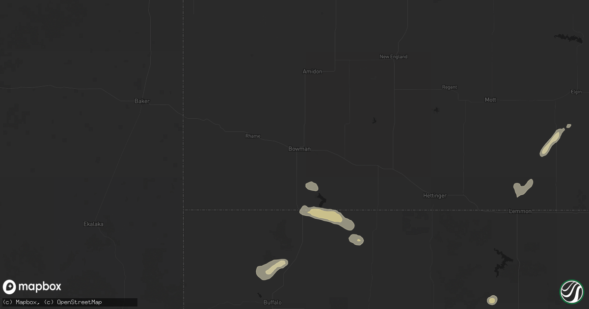 Hail map in Bowman, ND on September 28, 2026