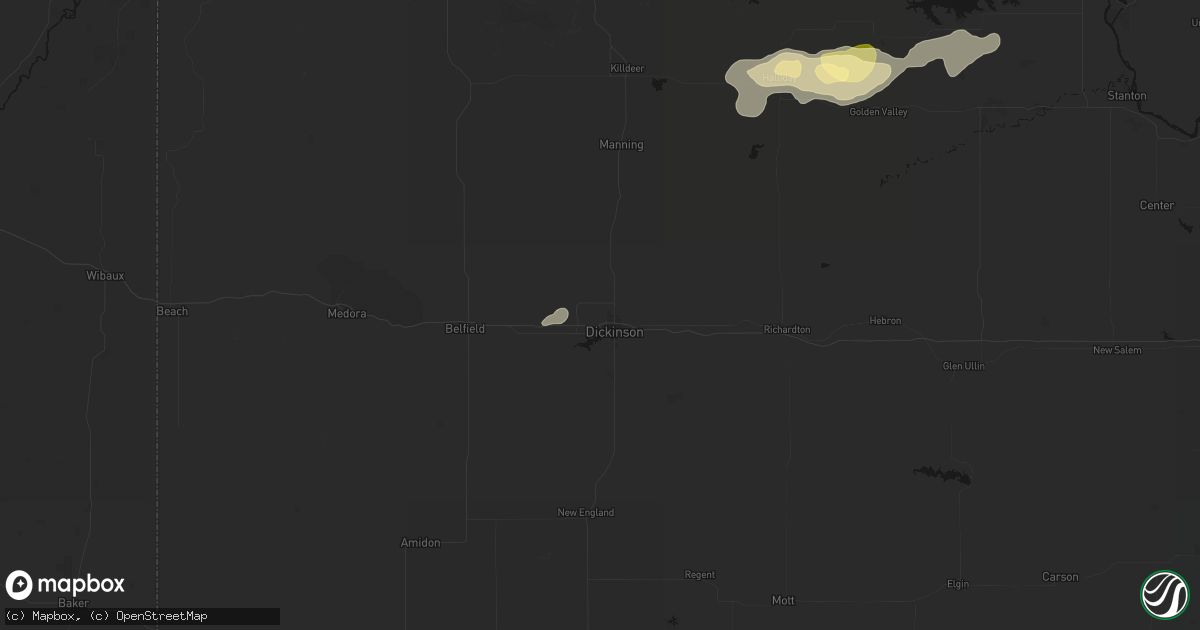 Hail map in Dickinson, ND on September 28, 2026