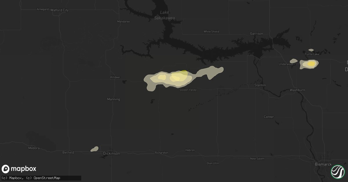 Hail map in Dodge, ND on September 28, 2026
