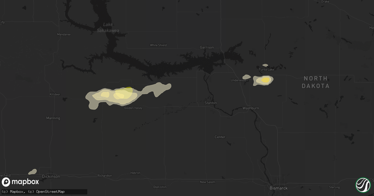 Hail map in Hazen, ND on September 28, 2026