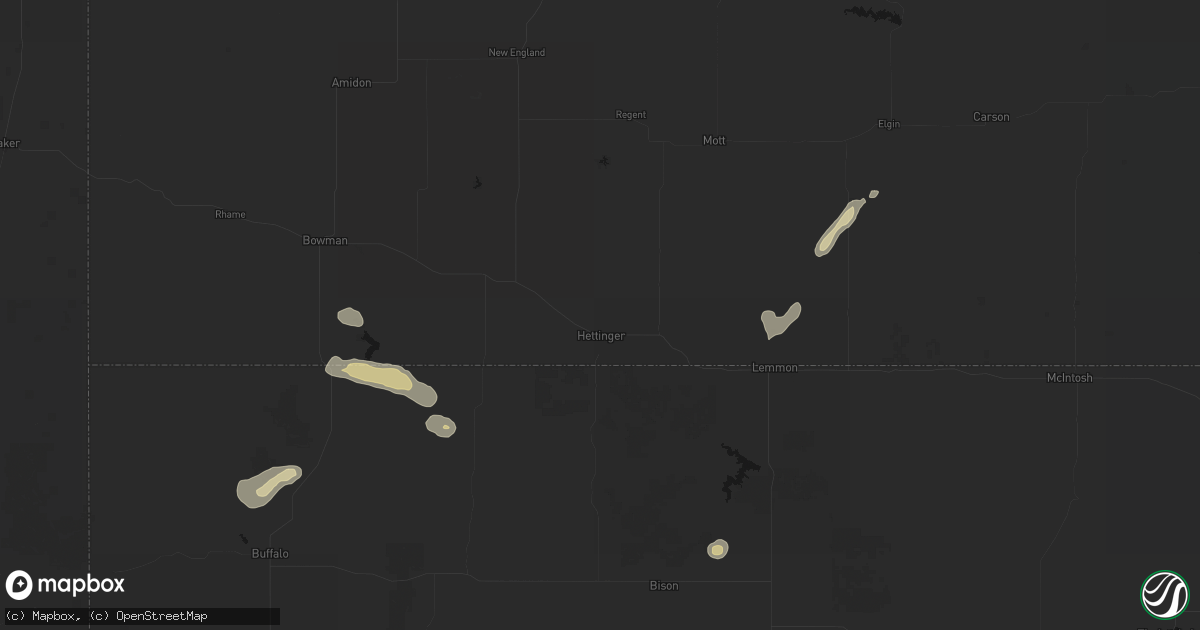 Hail map in Hettinger, ND on September 28, 2026