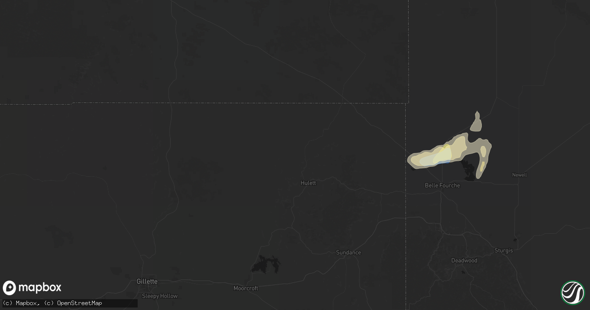 Hail map in Hulett, WY on September 28, 2026