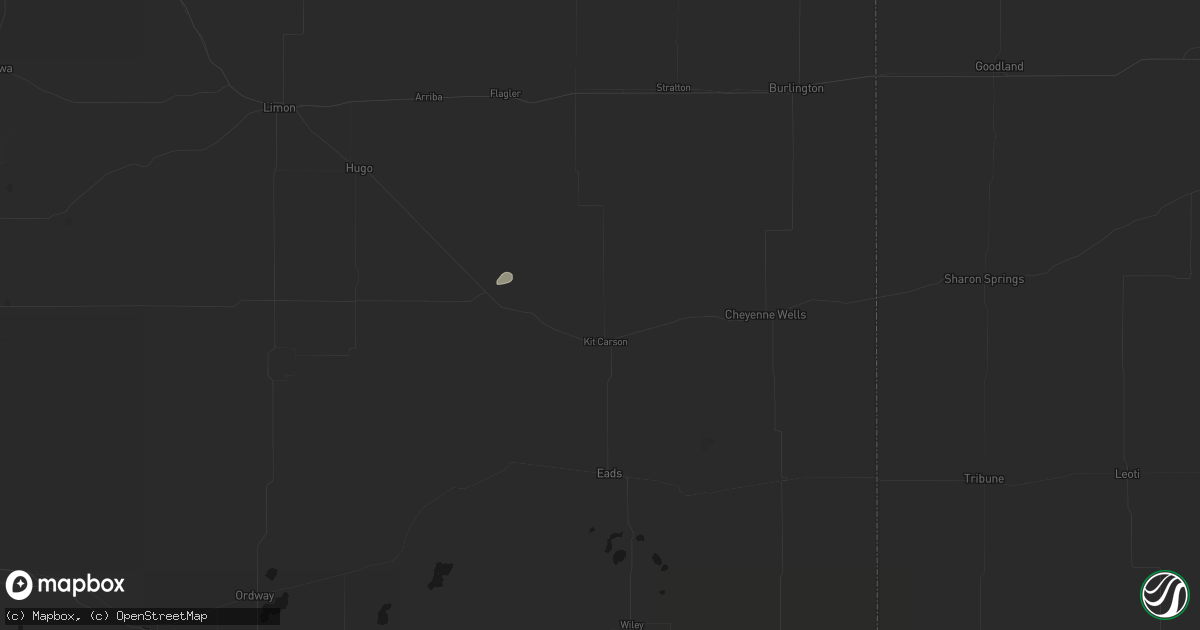 Hail map in Kit Carson, CO on September 28, 2026