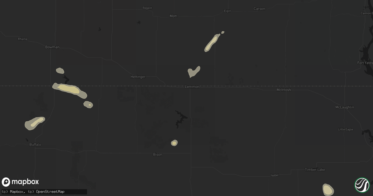 Hail map in Lemmon, SD on September 28, 2026