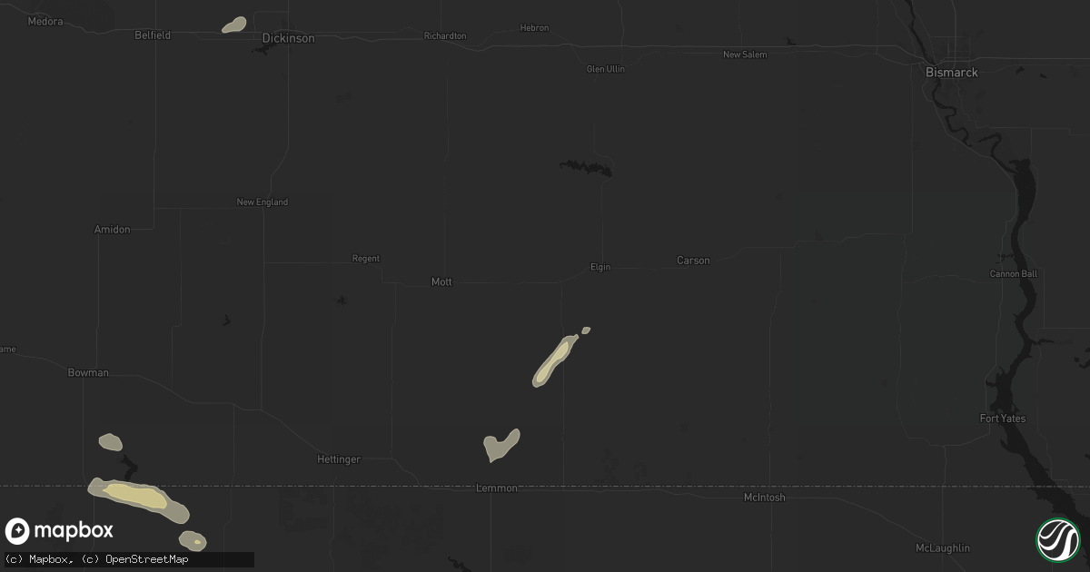 Hail map in New Leipzig, ND on September 28, 2026