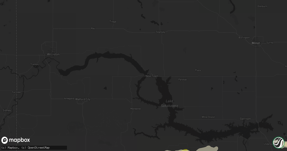Hail map in New Town, ND on September 28, 2026