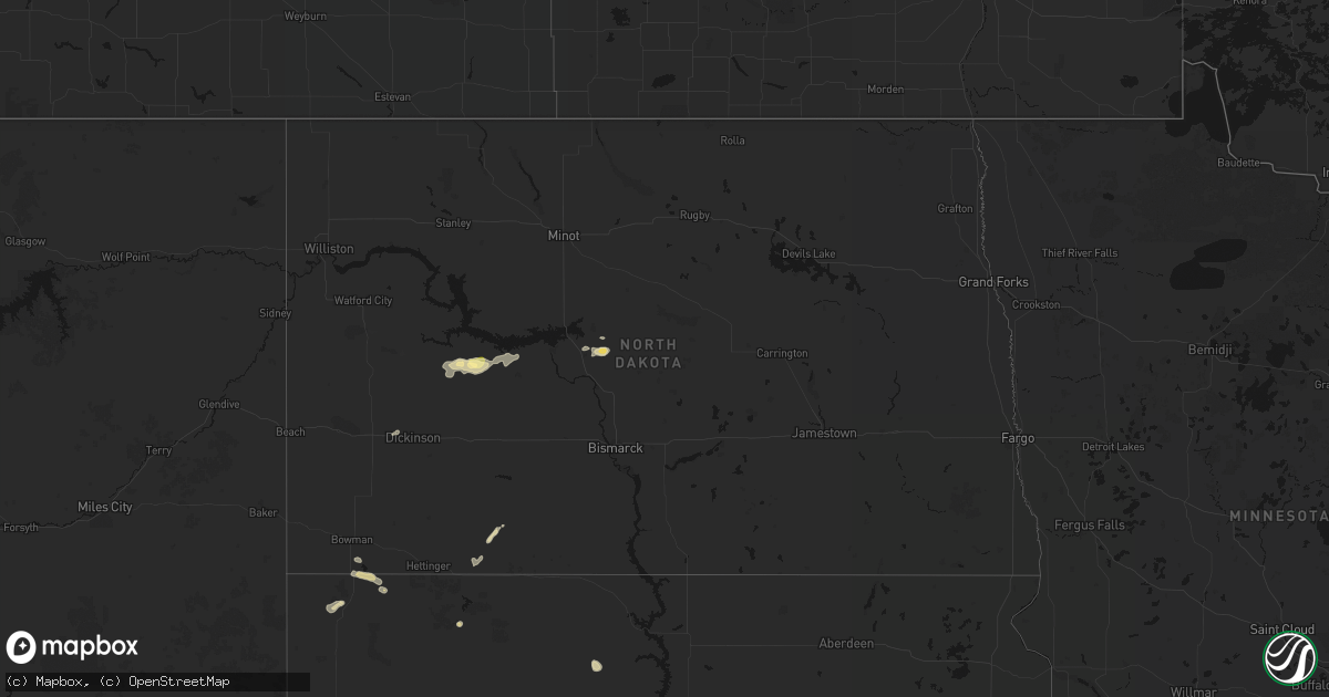 Hail map in North Dakota on September 28, 2026