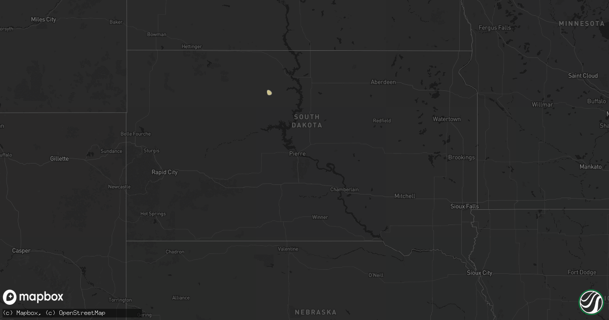 Hail map in South Dakota on September 28, 2026