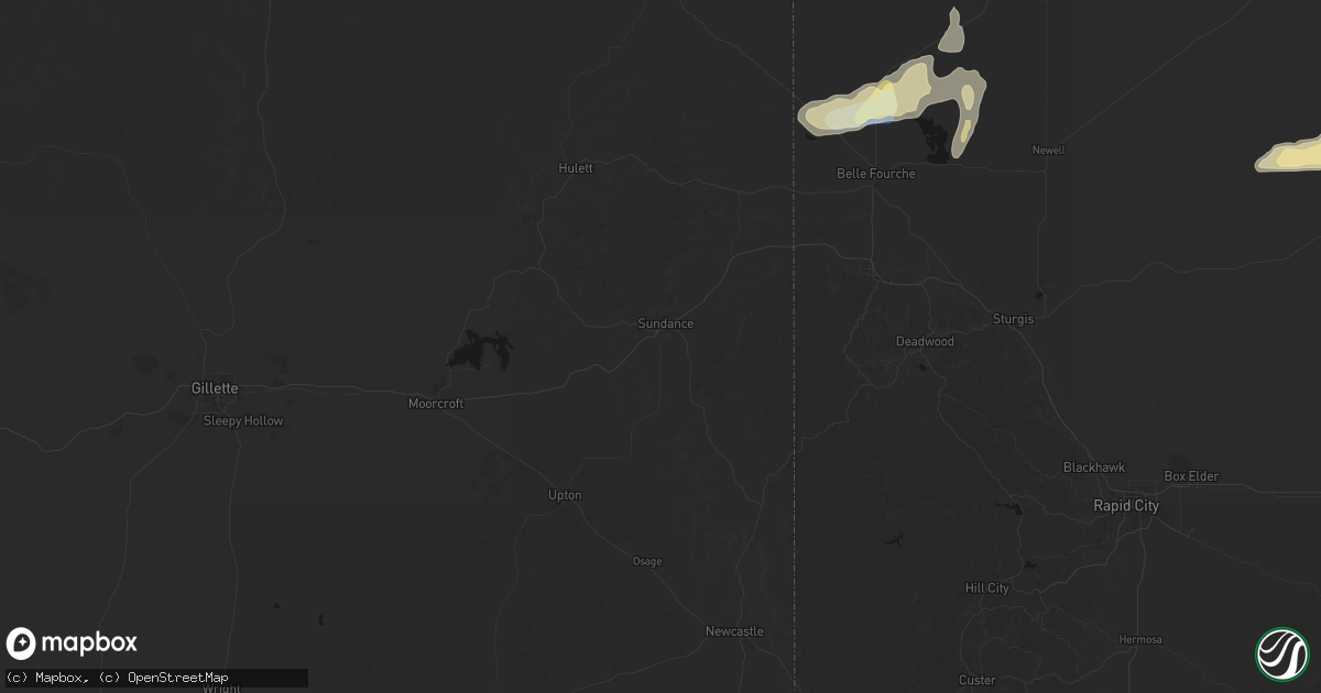 Hail map in Sundance, WY on September 28, 2026