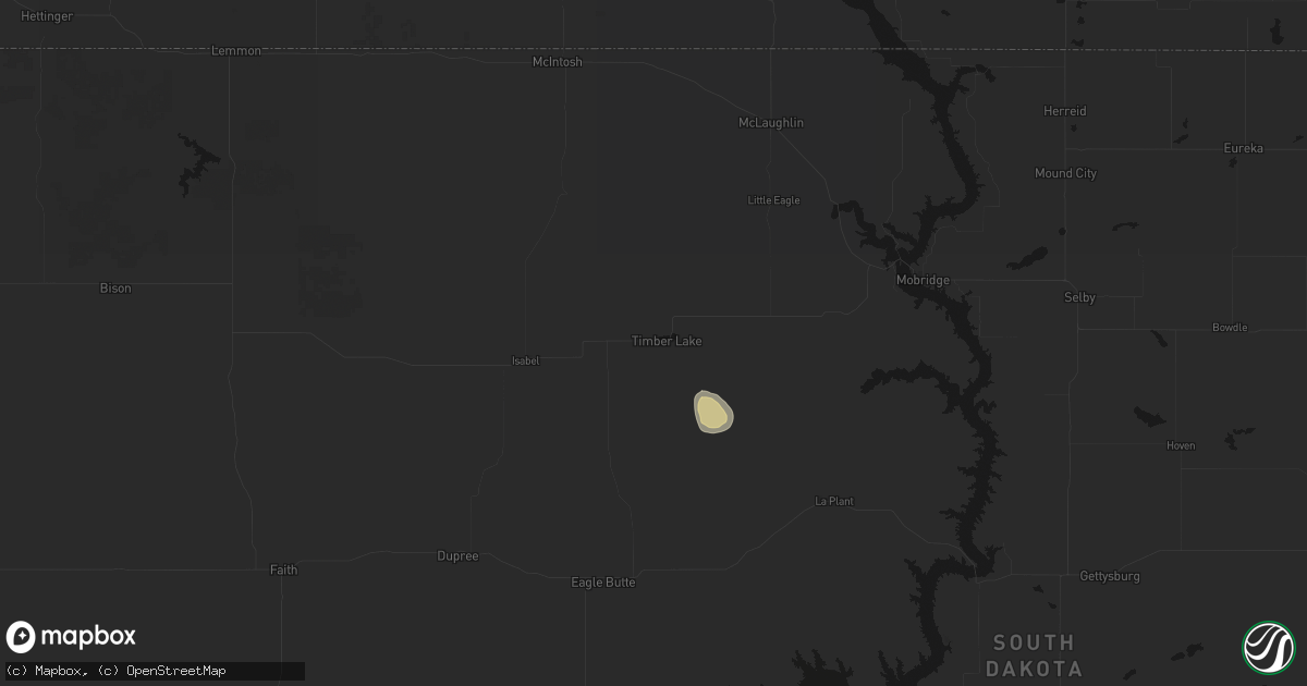 Hail map in Timber Lake, SD on September 28, 2026