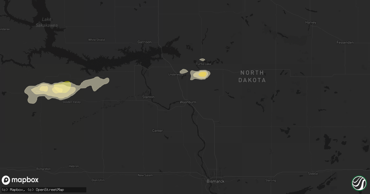 Hail map in Washburn, ND on September 28, 2026
