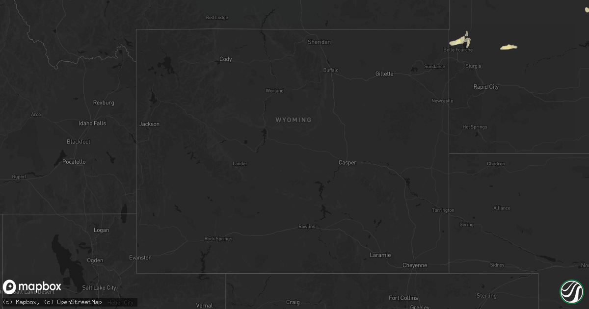 Hail map in Wyoming on September 28, 2026