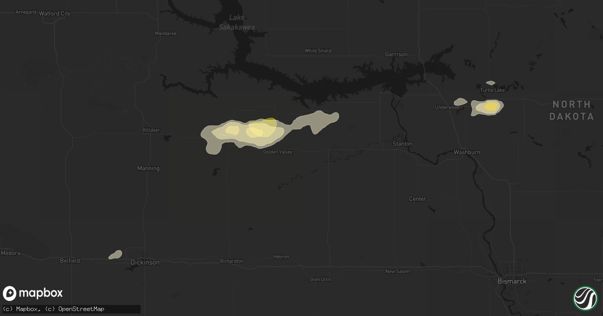 Hail map in Zap, ND on September 28, 2026